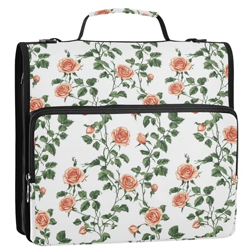 3,8 cm großer Organizer mit 3 Ringen und Riemen, mehrere Taschen, Dokumentenmappe, Organizer für Schule/Büro, Saudi-Arabien, Taif's Rose Beauty Summer Flowers von Caihoyu
