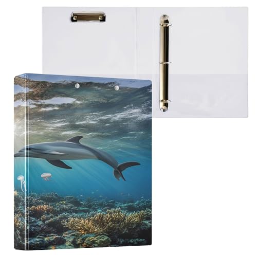 3 Ringbücher für Studenten, 3,5 cm, mit Innentaschen, Büroordner, 200 Blatt, 1 Packung, Delfin von Caihoyu