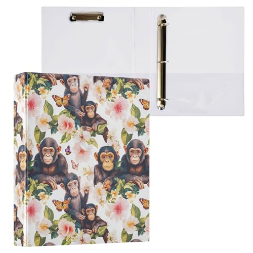 3 Ringe für Briefgröße (27,9 x 21,6 cm) mit Klemmbrett, Bürobedarf, Hardcover, 2 Stück, lustiges Rhinopithecus, Weiß von Caihoyu