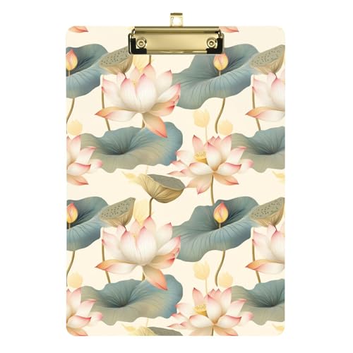 Acryl-Klemmbrett, dekoratives Klemmbrett, flaches Profil, Standard-A4-Klemmbretter für Bürobedarf, Heimgebrauch, goldfarbener Clip, 30,5 x 22,9 cm, indische Blume, Schönheit, Sommerblumen von Caihoyu