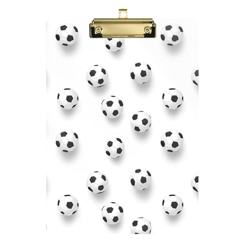 Acryl-Klemmbrett, lustig, cool, dekorative Klemmbretter mit Metallclip, niedliche Kunststoff-Klemmbretter, A4, für Bürobedarf, Heimgebrauch, goldfarbener Clip, 30,5 x 22,9 cm, Fußballbälle, Weiß von Caihoyu