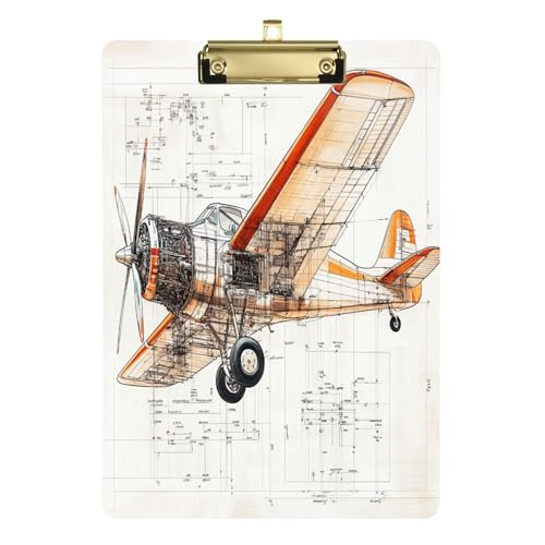 Acryl-Klemmbrett, niedliches modisches Klemmbrett, dekorativ mit Metallclip, Standard-A4-Größe, Klemmbretter für Bürobedarf, Heimgebrauch, silberfarbener Clip, 30,5 x 22,9 cm, Flugzeug, eine Straße von Caihoyu