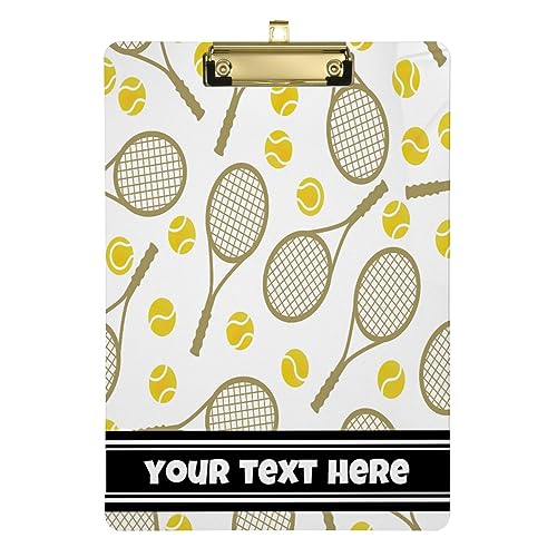 Benutzerdefinierte Acryl-Klemmbrett, fügen Sie Ihren Text benutzerdefinierte einzigartige A4 Briefgröße Klemmbretter mit niedrigem Profil Clip 30,5 x 22,9 cm Gold Clip Sport Tennis von Caihoyu