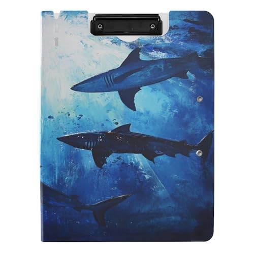 Clipfolio Klappklemmbrett, A4, zwei Metallklammern, Stifthalter, Büro-Klemmbrett mit Abdeckung, Ozeanhaie Clipfolio Klappklemmbrett, A4, zwei Metallklammern, Stifthalter, Büro-Klemmbrett mit Abdeckung, Ozeanhaie von Caihoyu