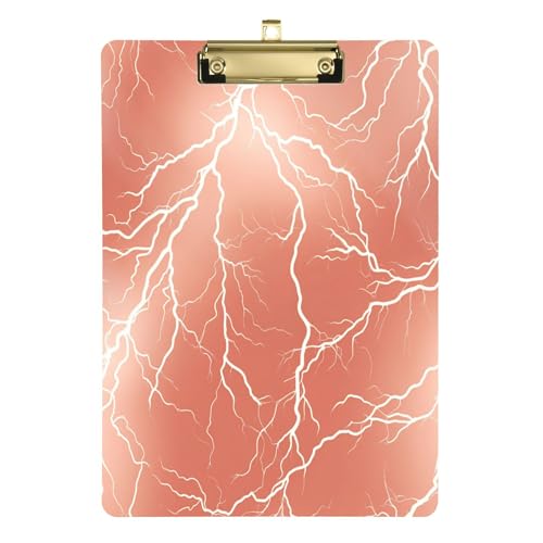 Dekoratives Klemmbrett mit Metallclip, niedliche Kunststoff-Klemmbretter, A4, für Büro, Schule, Klassenzimmer, Krankenschwester, goldfarbener Clip, 30,5 x 22,9 cm, Lightning Roségold von Caihoyu