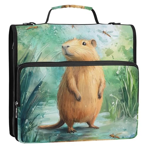 Dokumenten-Organizer mit 3 Ringen, Reißverschluss, wasserdicht, für Schule, Cartoon, Capybara, Fluss, 3,8 cm Dokumenten-Organizer mit 3 Ringen, Reißverschluss, wasserdicht, für Schule, Cartoon, Capybara, Fluss, 3,8 cm von Caihoyu
