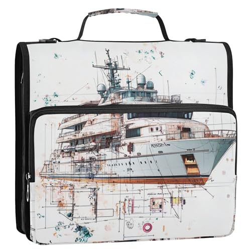 Dokumententasche mit 3 Ringen, 3,8 cm, Reißverschluss, Schulterriemen und Griff, mehrere Taschen, Dokumentenmappe, Organizer für Schule und Büro, luxuriöses Kreuzfahrtschiff, eine Straße mit Blumen von Caihoyu