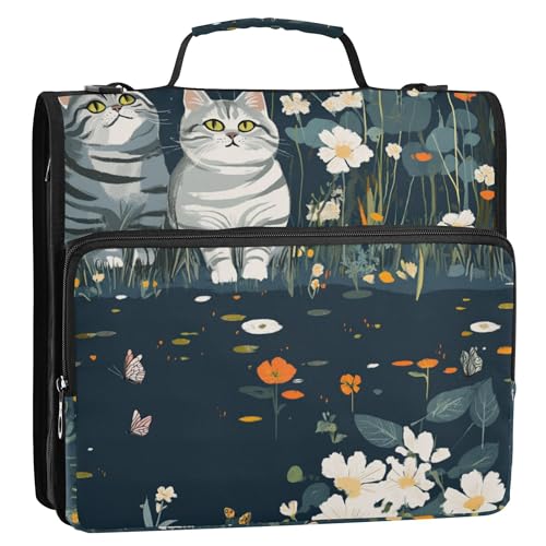 Dokumententasche mit 3 Ringen, 3,8 cm, Reißverschluss, leicht zu transportieren, Dokumenten-Organizer, Tasche, geeignet für Mittelschule, mächtige Kurzhaar-Katzen, Fluss Dokumententasche mit 3 Ringen, 3,8 cm, Reißverschluss, leicht zu transportieren, Dokumenten-Organizer, Tasche, geeignet für Mittelschule, mächtige Kurzhaar-Katzen, Fluss von Caihoyu