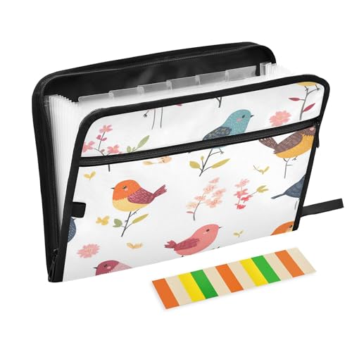 Fächermappe mit 13 Fächern, A4, Briefformat, Papier, tragbarer Dokumenten-Organizer mit Reißverschluss, Schule, Zuhause, Büro, Klassenzimmer, Cartoon, süßer Vogel, Weiß Fächermappe mit 13 Fächern, A4, Briefformat, Papier, tragbarer Dokumenten-Organizer mit Reißverschluss, Schule, Zuhause, Büro, Klassenzimmer, Cartoon, süßer Vogel, Weiß von Caihoyu