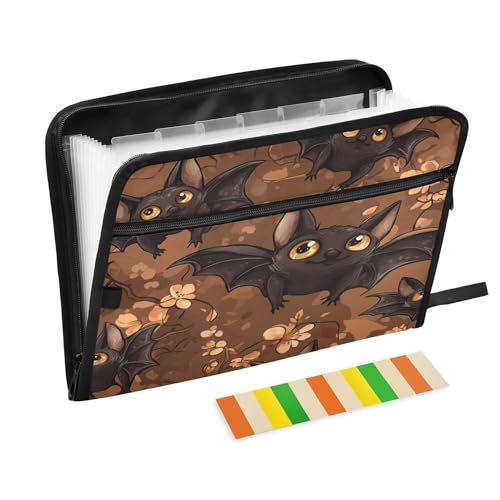Fächermappe mit 13 Fächern, A4, Briefgröße, Dokumente, Quittungen, Organizer mit Reißverschluss, Schule, Zuhause, Büro, Klassenzimmer, Cartoon, süße Fledermäuse, Braun Fächermappe mit 13 Fächern, A4, Briefgröße, Dokumente, Quittungen, Organizer mit Reißverschluss, Schule, Zuhause, Büro, Klassenzimmer, Cartoon, süße Fledermäuse, Braun von Caihoyu