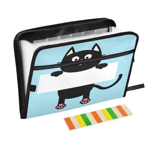 Fächermappe mit 13 Fächern, A4, Briefgröße, Papier, Akkordeon, Dokumenten-Organizer mit Reißverschluss, Büro, Schule, schwarz, lustige Katze, zum Aufhängen auf Papier Fächermappe mit 13 Fächern, A4, Briefgröße, Papier, Akkordeon, Dokumenten-Organizer mit Reißverschluss, Büro, Schule, schwarz, lustige Katze, zum Aufhängen auf Papier von Caihoyu