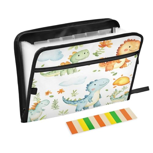 Fächermappe mit 13 Fächern, mit Etiketten, Brief/A4-Größe, Papier, Akkordeon, Dokumenten-Organizer mit Reißverschluss, Klassenzimmer, Zuhause, Büro, Reisen, niedliche Dinosaurier Fächermappe mit 13 Fächern, mit Etiketten, Brief/A4-Größe, Papier, Akkordeon, Dokumenten-Organizer mit Reißverschluss, Klassenzimmer, Zuhause, Büro, Reisen, niedliche Dinosaurier von Caihoyu