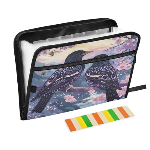 Fächermappe mit 13 Fächern, mit Etiketten, Brief/A4-Größe, Papier, Akkordeon, Dokumenten-Organizer mit Reißverschluss, Schule, Zuhause, Büro, Klassenzimmer, niedliche europäische Sterne, Vögel, ein Fächermappe mit 13 Fächern, mit Etiketten, Brief/A4-Größe, Papier, Akkordeon, Dokumenten-Organizer mit Reißverschluss, Schule, Zuhause, Büro, Klassenzimmer, niedliche europäische Sterne, Vögel, ein von Caihoyu