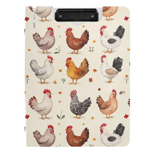 Faltbares Klemmbrett A4 Klemmbrett Clipfolio Zwei Metallclips Stifthalter Still-Clipboard mit festem Einband Cartoon Cute Chicken Beige Faltbares Klemmbrett A4 Klemmbrett Clipfolio Zwei Metallclips Stifthalter Still-Clipboard mit festem Einband Cartoon Cute Chicken Beige von Caihoyu