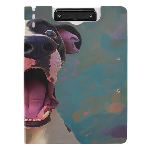 Faltbares Klemmbrett A4 Klemmbrett Folio Binder Doppelclips Stifthalter Still-Clipboard mit Abdeckung Cartoon Lustige Dogge Hunde Angst Faltbares Klemmbrett A4 Klemmbrett Folio Binder Doppelclips Stifthalter Still-Clipboard mit Abdeckung Cartoon Lustige Dogge Hunde Angst von Caihoyu
