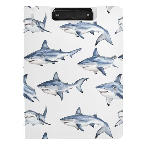 Faltbares Klemmbrett A4 Klemmbrett Folio Doppelclips Stifthalter Still-Clipboard mit festem Einband Cartoon Lustiger Hai Weiß Faltbares Klemmbrett A4 Klemmbrett Folio Doppelclips Stifthalter Still-Clipboard mit festem Einband Cartoon Lustiger Hai Weiß von Caihoyu