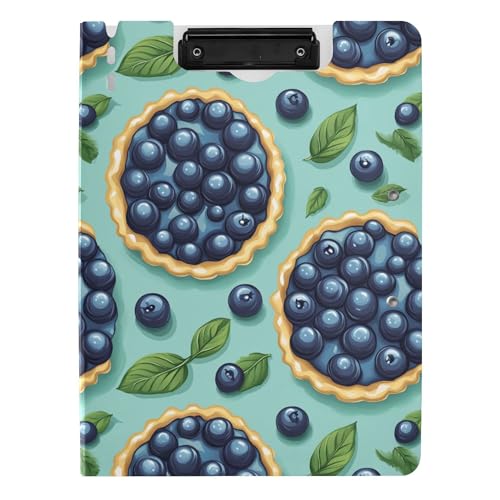 Faltbares Klemmbrett A4 Klemmbrett Folio Zwei Metallclips Stifthalter Schule Klemmbrett mit Abdeckung Blueberry Pie Art Deco Stil von Caihoyu