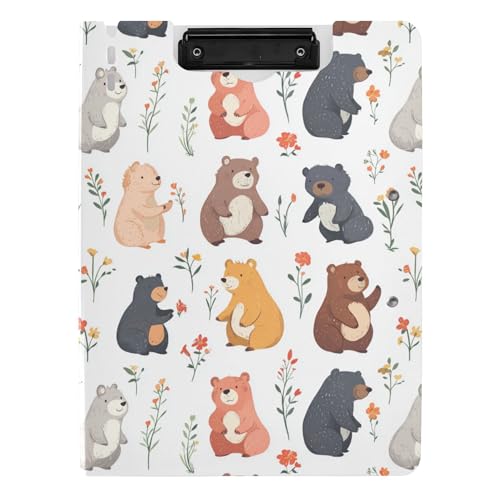Faltbares Klemmbrett A4 Klemmbrett mit Padfolio Horizontal und Vertikal Doppelclips Büro Klemmbrett mit Abdeckung Cartoon Süßer Bär Weiß Faltbares Klemmbrett A4 Klemmbrett mit Padfolio Horizontal und Vertikal Doppelclips Büro Klemmbrett mit Abdeckung Cartoon Süßer Bär Weiß von Caihoyu