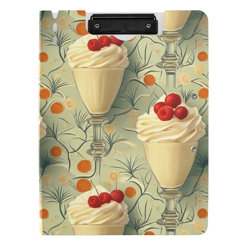 Faltbares Klemmbrett A4 Klemmbrett mit Padfolio Horizontal und Vertikal Doppelclips Büro Klemmbrett mit Abdeckung Joghurt Shake Art Deco Stil von Caihoyu