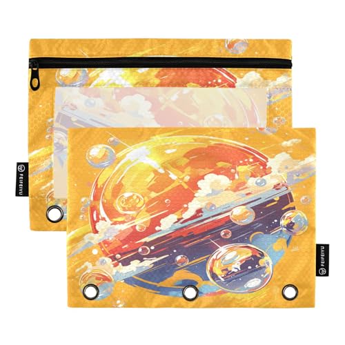 Federmäppchen für 3 Ringe, Binder, Federmäppchen mit transparentem Fenster, Reißverschluss, Stifteetui, Kosmetiktaschen für Kinder, Zuhause, Reisen, Aufbewahrungsbehälter, Squash (Sommer) Stil, 2 von Caihoyu