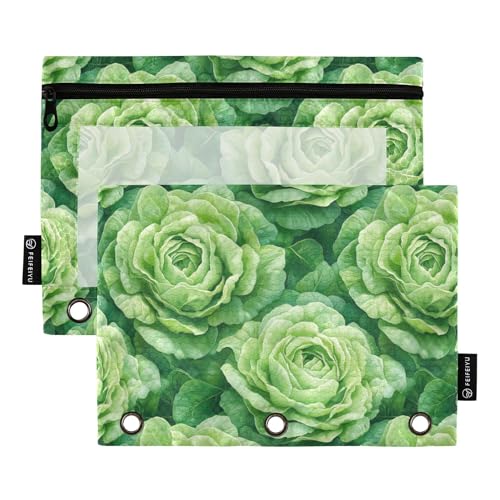 Federmäppchen für 3 Ringe, durchsichtiges Fenster, Federmäppchen, Reißverschluss, Kosmetiktasche, Schulklasse, Büro, Organizer, Salat, mexikanischer Stil, 2 Stück Federmäppchen für 3 Ringe, durchsichtiges Fenster, Federmäppchen, Reißverschluss, Kosmetiktasche, Schulklasse, Büro, Organizer, Salat, mexikanischer Stil, 2 Stück von Caihoyu