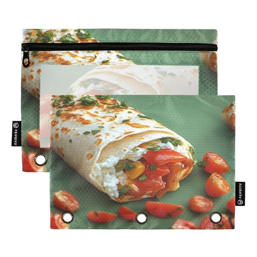 Federmäppchen für 3 Ringe, durchsichtiges Fenster, Federmäppchen, Reißverschluss, Kosmetiktaschen für Büro, Klassenzimmer, Schulbedarf, griechischer Burrito, dänischer Stil, 2 Stück Federmäppchen für 3 Ringe, durchsichtiges Fenster, Federmäppchen, Reißverschluss, Kosmetiktaschen für Büro, Klassenzimmer, Schulbedarf, griechischer Burrito, dänischer Stil, 2 Stück von Caihoyu