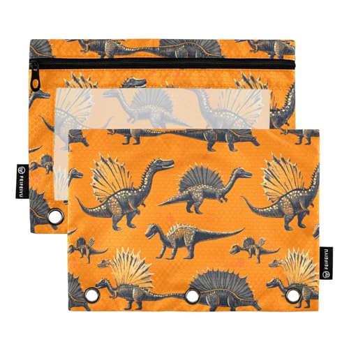 Federmäppchen mit 3 Ringen, durchsichtiges Fenster, Kosmetiktasche, Reißverschluss, Stifteetui für Kinder, Zuhause, Reisen, Aufbewahrungsbehälter, Cartoon-Dino-Spinosaurus, 2 Stück Federmäppchen mit 3 Ringen, durchsichtiges Fenster, Kosmetiktasche, Reißverschluss, Stifteetui für Kinder, Zuhause, Reisen, Aufbewahrungsbehälter, Cartoon-Dino-Spinosaurus, 2 Stück von Caihoyu
