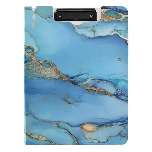 Gefaltetes Klemmbrett A4 Klemmbrett Binder Doppelte Metallclips Stifthalter Schule Klemmbrett mit Hardcover Marmor Blau Salbeigrün von Caihoyu