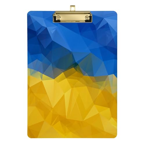 Klemmbrett, Ukraine, transparent, für Krankenpfleger, Größe 22,9 x 30,5 cm, Gelb / Blau von Caihoyu