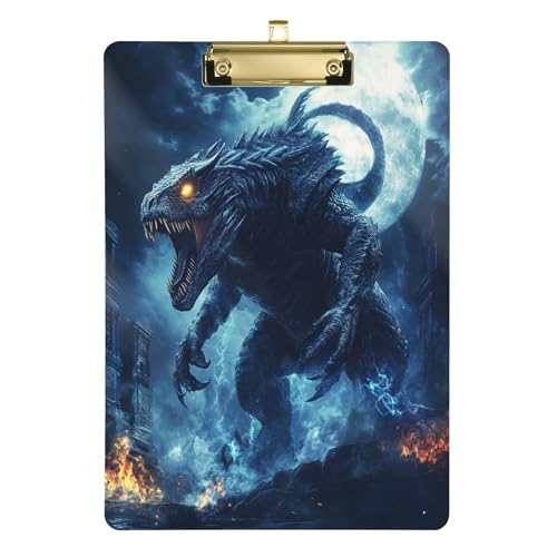 Klemmbrett, niedliches modisches Klemmbrett, dekorativ mit Metallclip, A4, Briefgröße, Standard-Klemmbrett für Frauen, Krankenschwestern, Büro, silberfarbener Clip, 30,5 x 22,9 cm, Dino Klemmbrett, niedliches modisches Klemmbrett, dekorativ mit Metallclip, A4, Briefgröße, Standard-Klemmbrett für Frauen, Krankenschwestern, Büro, silberfarbener Clip, 30,5 x 22,9 cm, Dino von Caihoyu