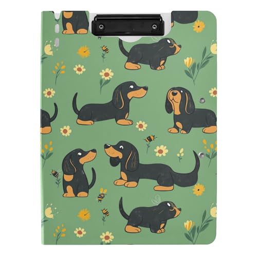 Klemmbrettmappe A4 Klemmbrett mit Binder Horizontal und Vertikal Doppelclips Schule Klemmbrett mit Hardcover Cartoon Süßer Dackel Hund Grün Klemmbrettmappe A4 Klemmbrett mit Binder Horizontal und Vertikal Doppelclips Schule Klemmbrett mit Hardcover Cartoon Süßer Dackel Hund Grün von Caihoyu