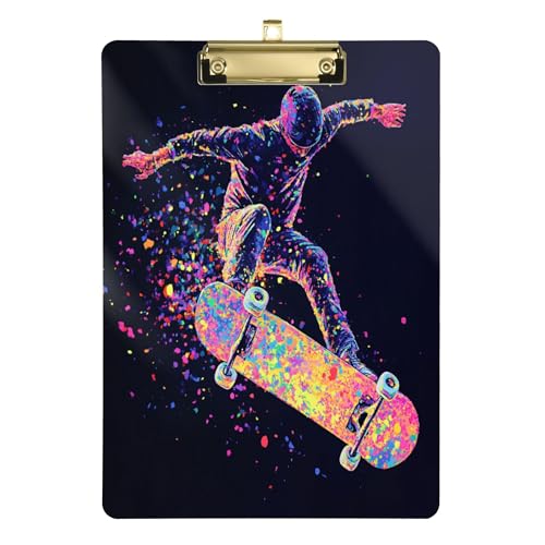 Kunststoff-Klemmbretter, lustig, cool, dekorative Klemmbretter mit Metallclip, niedliche Kunststoff-Klemmbretter, A4, für Krankenschwestern, Studenten, Büro, goldfarbener Clip, 30,5 x 22,9 cm von Caihoyu