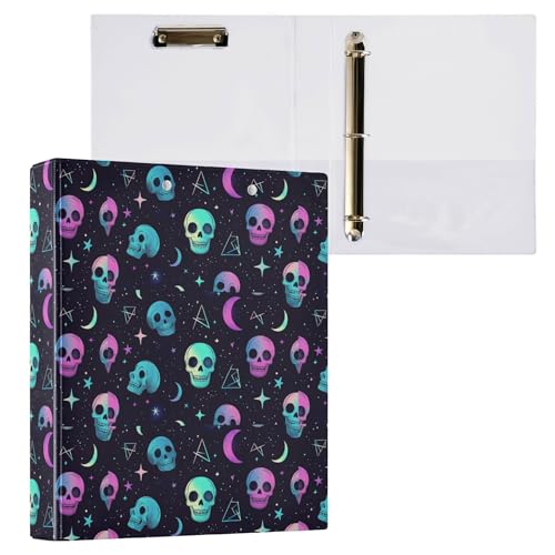 Notizbuch, 3,8 cm, 3 Ringe, Schulbedarf, Ordner mit Taschen, Büroordner, Hardcover, 2 Stück, niedliche Totenköpfe von Caihoyu