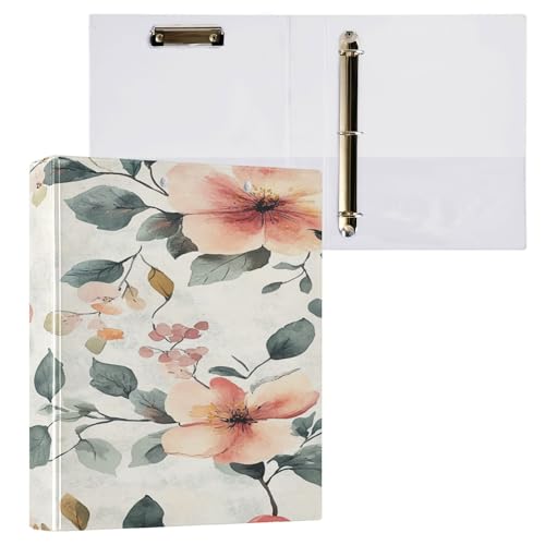 Notizbuch, 3,8 cm, 3 Ringe, für Briefgröße (27,9 x 21,6 cm), mit Klemmbrett, Büroordner, 200 Blatt, 2 Stück, Schönheit, Frühlingsblumen, Iowa Wildrose von Caihoyu