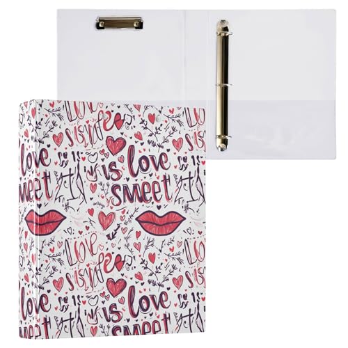 Notizbuch, 3,8 cm, runde Ringe, Schulbedarf, Ordner mit Klemmbrett, ästhetischer Ordner, 200 Blatt, 2 Stück, Valentinstag, sexy Lippen und Herzen Notizbuch, 3,8 cm, runde Ringe, Schulbedarf, Ordner mit Klemmbrett, ästhetischer Ordner, 200 Blatt, 2 Stück, Valentinstag, sexy Lippen und Herzen von Caihoyu