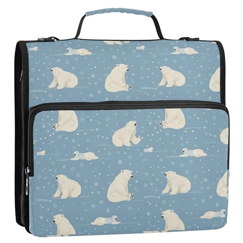 Organizer mit 3 Ringen, 3,8 cm, mit Schultergurt, Dokumentenmappe für Mittelschule, Eisbären auf blauem Hintergrund Organizer mit 3 Ringen, 3,8 cm, mit Schultergurt, Dokumentenmappe für Mittelschule, Eisbären auf blauem Hintergrund von Caihoyu