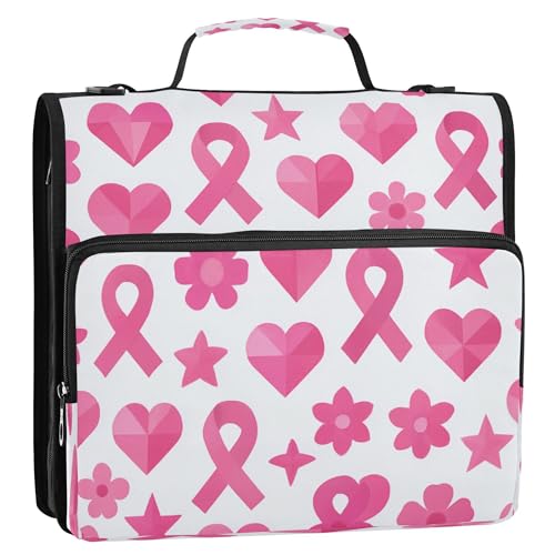 Organizer mit 3 Ringen, 3,8 cm, mit Schultergurt und Griff, leicht zu transportieren, Dokumentenmappe, Organizer für Büro, Schule, modernes rosa Schleifenmuster mit geometrischen Elementen Organizer mit 3 Ringen, 3,8 cm, mit Schultergurt und Griff, leicht zu transportieren, Dokumentenmappe, Organizer für Büro, Schule, modernes rosa Schleifenmuster mit geometrischen Elementen von Caihoyu