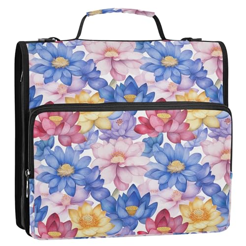 Organizer mit 3 Ringen, Ordner mit Griff, mehrere Taschen, Dokumentenmappe für Schule, Vietnam, Blumen, Schönheit, Sommerblumen von Caihoyu