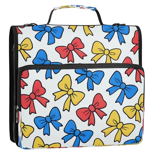 Organizer mit 3 Ringen und Griff, Laege Kapazität, Schulbedarf, Organizer für Mittelschule, verspieltes Cartoon, Grundfarbe, Schleifenmuster Organizer mit 3 Ringen und Griff, Laege Kapazität, Schulbedarf, Organizer für Mittelschule, verspieltes Cartoon, Grundfarbe, Schleifenmuster von Caihoyu