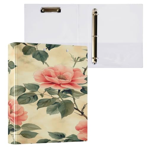 Ringbuch-Ringe für Briefgröße (27,9 x 21,6 cm) mit Klemmbrett, Büroordner, 200 Blatt, 2 Stück, Frühlingsblumen, District of Beauty Rose von Caihoyu