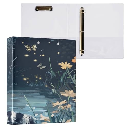 Ringbuch für Briefgröße (27,9 x 21,6 cm) mit Innentaschen, ästhetischer Ordner, 200 Blatt, 1 Packung, Cartoon-Lemur A River von Caihoyu