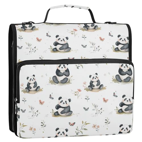 Ringbuch mit 3 Ringen, Reißverschluss, mit Griff und abnehmbarem Schultergurt, tragbar, für Zuhause, Reisen, sichere Aufbewahrungstasche für Mittelschule, Cartoon-Panda, Weiß Ringbuch mit 3 Ringen, Reißverschluss, mit Griff und abnehmbarem Schultergurt, tragbar, für Zuhause, Reisen, sichere Aufbewahrungstasche für Mittelschule, Cartoon-Panda, Weiß von Caihoyu