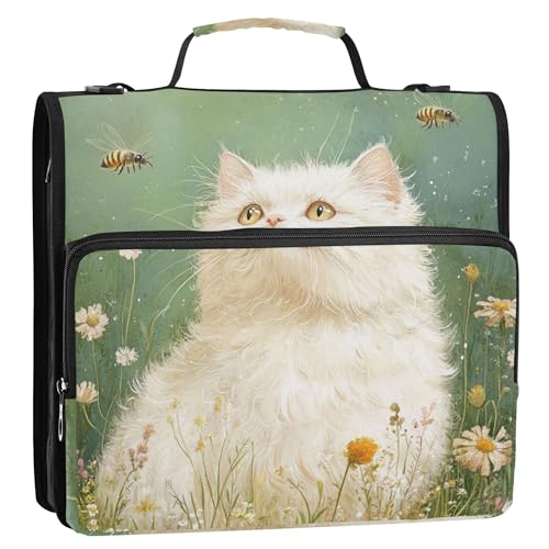 Ringbuch mit 3 Ringen, Reißverschluss, mit Schultergurt und Griff, wasserdicht, Portfolio-Organizer für Schule und Büro, Kunst, Selkirk Rex Katzen, Grün Ringbuch mit 3 Ringen, Reißverschluss, mit Schultergurt und Griff, wasserdicht, Portfolio-Organizer für Schule und Büro, Kunst, Selkirk Rex Katzen, Grün von Caihoyu