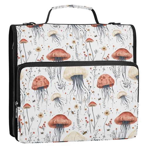 Ringbuch mit 3 Ringen, Reißverschluss mit Griff und abnehmbarem Schultergurt, inklusive Reißverschlusstasche, Dokumenten-Organizer-Tasche für Mittelschule, lustige Quallen, Weiß Ringbuch mit 3 Ringen, Reißverschluss mit Griff und abnehmbarem Schultergurt, inklusive Reißverschlusstasche, Dokumenten-Organizer-Tasche für Mittelschule, lustige Quallen, Weiß von Caihoyu