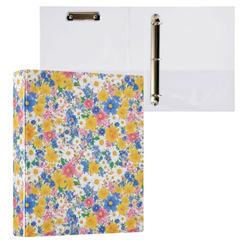 Ringbuch mit 3 Ringen, für Studenten, mit Tascheneinband, Bürobedarf, 200 Blatt, 2 Stück, Schönheit, Frühling, bunte Blumen Ringbuch mit 3 Ringen, für Studenten, mit Tascheneinband, Bürobedarf, 200 Blatt, 2 Stück, Schönheit, Frühling, bunte Blumen von Caihoyu