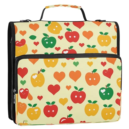 Ringbuch mit 3 Ringen und extra Taschen mit Riemen, Tragbares Portfolio für Schule, Obst, Liebe Ringbuch mit 3 Ringen und extra Taschen mit Riemen, Tragbares Portfolio für Schule, Obst, Liebe von Caihoyu