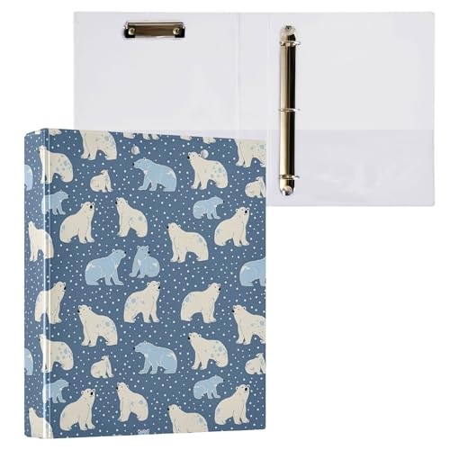 Ringbuch mit drei Ringen für Briefgröße (27,9 x 21,6 cm) mit Tascheneinband, Bürobedarf, Hardcover, 2 Stück, blauer Eisbär von Caihoyu