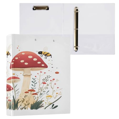 Ringbuch mit runden Ringen, 3,8 cm, für Briefgröße (27,9 x 21,6 cm) mit Taschen, Büroordner, 200 Blatt, 2 Stück, Cartoon-Makropodidae, Weiß von Caihoyu
