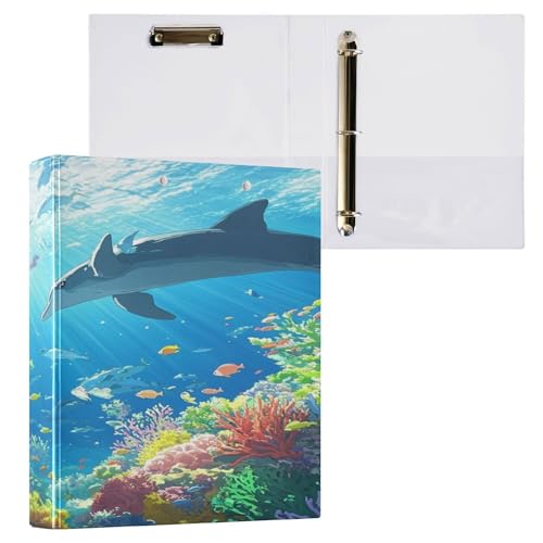 Ringbuch mit runden Ringen, 3,8 cm, für Studenten, mit Klemmbrett, Bürobedarf, Hardcover, 1 Packung mit Delfinen Ringbuch mit runden Ringen, 3,8 cm, für Studenten, mit Klemmbrett, Bürobedarf, Hardcover, 1 Packung mit Delfinen von Caihoyu