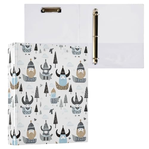 Ringbuch mit runden Ringen, 3,8 cm, für Studenten, mit Taschen, Büro-Ordner, Hardcover, 2 Stück, kleine Wikinger, trendig, skandinavisch Ringbuch mit runden Ringen, 3,8 cm, für Studenten, mit Taschen, Büro-Ordner, Hardcover, 2 Stück, kleine Wikinger, trendig, skandinavisch von Caihoyu